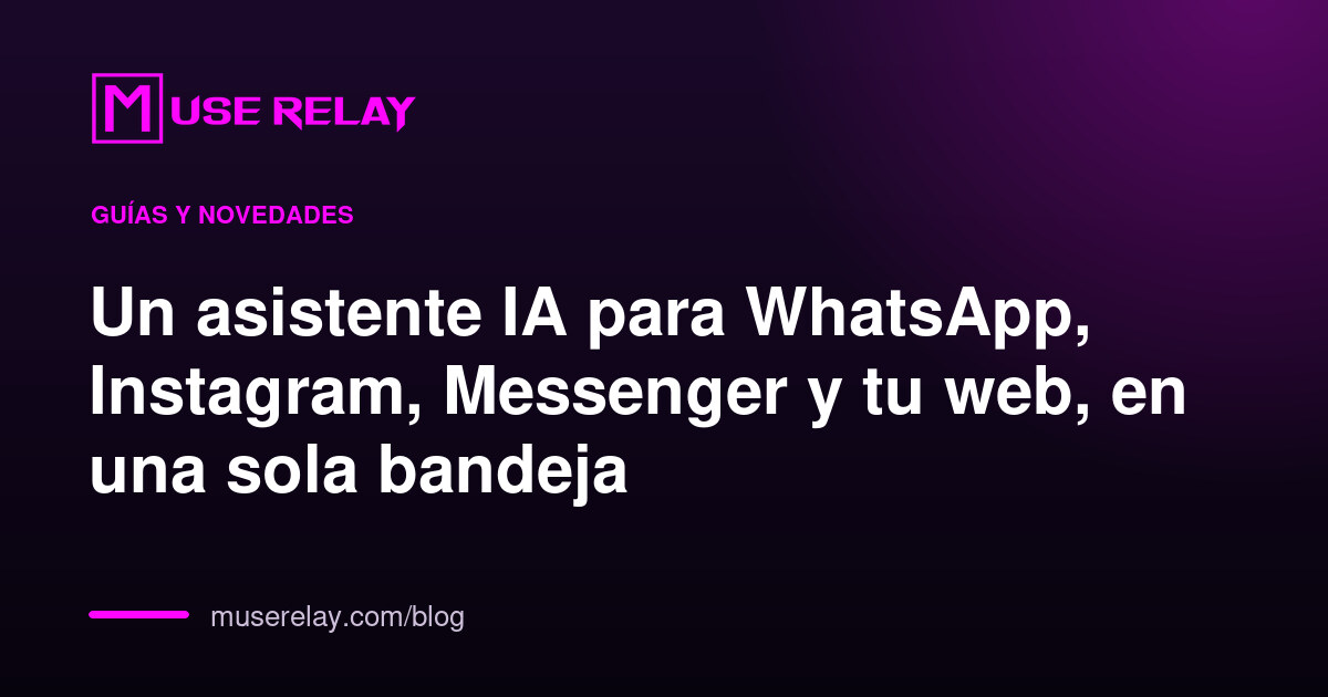 Un asistente IA para WhatsApp, Instagram, Messenger y tu web, en una sola bandeja